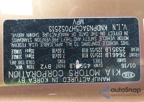 2017 Kia Sportage Ex z USA, uszkodzony, nr VIN KNDPN3AC5H7052513